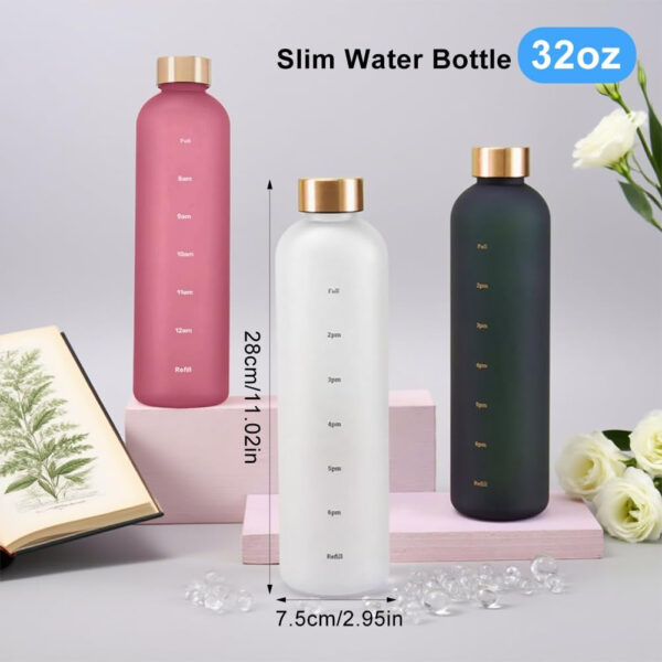 689acd449482c9042281273394a7c543ca5a51d2ae6e9edf4ee0a.jpg Plastic Water Bottle 32 Oz, Slim Water Bottle With Time Marker, 1 Liter Large Capacity Time Marked Cute Water Bottles for Women Men Fitness,Office and Outdoor Sports