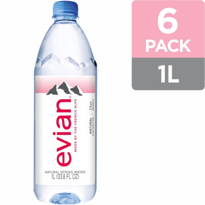 Evian Natural Spring Water, 1 L bottles, 6 pack