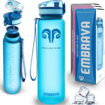 689ad01cb2b68e8d094ab93cee4de76b8c2df2baebc4d052bd979.jpg Embrava Sports Water Bottle - 32oz Large - Fast Flow Quick Sip Lid - BPA & BPS Free - Leakproof, Flip Top - Lightweight & Sturdy Tritan Plastic - Strainer for Fruit & Ice