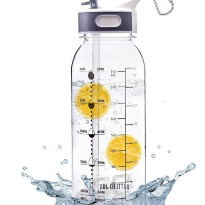 689ad0e96d72b3fc80aa82604270a551a35b303ec93fb14060761.jpg Water Bottle with Silicone Straw, 32oz/1L BPA-Free Motivational Tritan Water Bottle, Food Grade Bottle with Time Marker Bottled Joy Sports Jug, Leakproof Buckle Drinking Bottles for Fitness, Outdoor