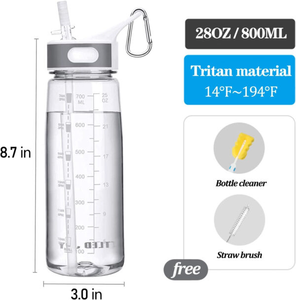 689ad0fea6b3f387d5445a7432f0fc22a144432b9146fd185e6b0.jpg Water Bottle with Silicone Straw, 32oz/1L BPA-Free Motivational Tritan Water Bottle, Food Grade Bottle with Time Marker Bottled Joy Sports Jug, Leakproof Buckle Drinking Bottles for Fitness, Outdoor