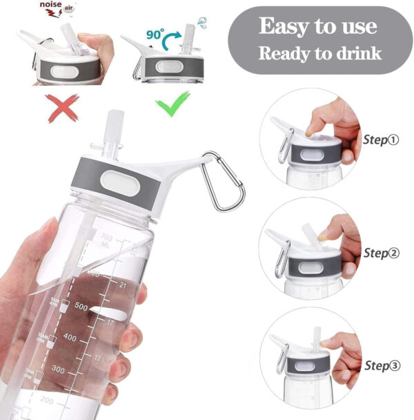 689ad102dcbda8c297029cdcffb683f85833ab21f21c52ab3471c.jpg Water Bottle with Silicone Straw, 32oz/1L BPA-Free Motivational Tritan Water Bottle, Food Grade Bottle with Time Marker Bottled Joy Sports Jug, Leakproof Buckle Drinking Bottles for Fitness, Outdoor