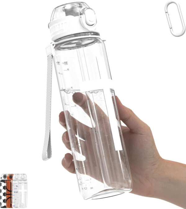 689ad21732ce408e2eb30564729c7f14255fe4e8a90414994cf19.jpg 32oz/1L Sport Water Bottle, Durable Tritan, Leak-Proof, Dishwasher-Safe, BPA-Free, Drop-Resistant, Chug Lid/Straw, High Transparency, for Hiking/Backpack/Gift (Water in Global Languages)