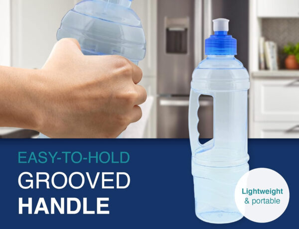 Arrow H2O On The Go Water Bottle, 1 Liter - Clear Plastic Water Bottle with Push Cap - Made in The USA, BPA Free - Built-in Convenient Handle, Leakproof - Ideal for The Gym and Sports Practice