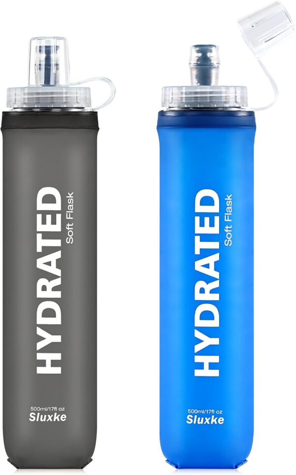 3 Pack Soft Water Bottle, 25oz/750ml Soft Flask Running Bottles for Hydration Pack, TPU Collapsible Running Bottle Reusable Handheld Running Flask for Running Hiking Cycling Climbing