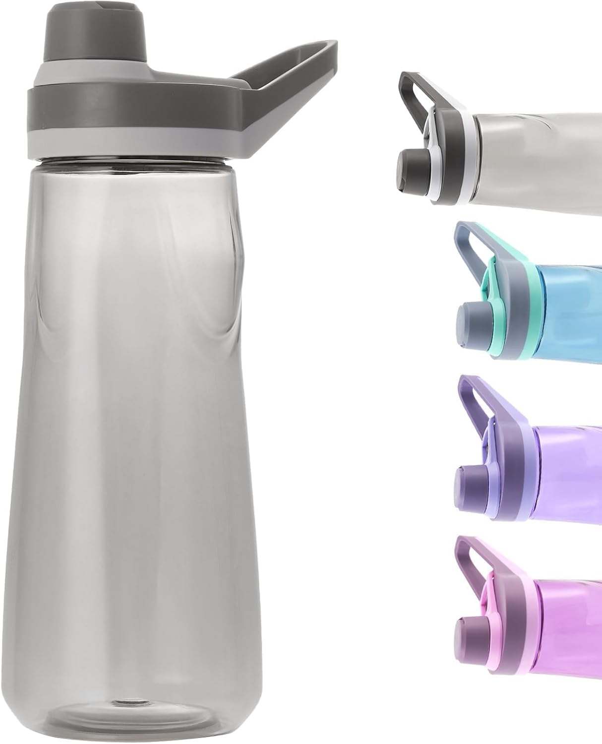 Kerilyn 32oz Clear Water Bottle, Reusable Sports Water Bottle with Handle, Spill-Proof, Leak-Proof Water Bottle for Gym, Hiking, Travel, Black