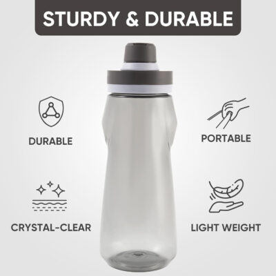 Kerilyn 32oz Clear Water Bottle, Reusable Sports Water Bottle with Handle, Spill-Proof, Leak-Proof Water Bottle for Gym, Hiking, Travel, Black