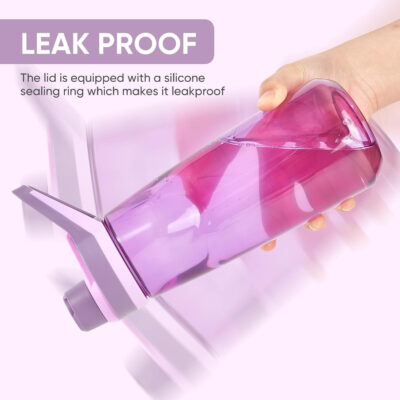 Kerilyn 32oz Clear Water Bottle, Reusable Sports Water Bottle with Handle, Spill-Proof, Leak-Proof Water Bottle for Gym, Hiking, Travel, Black