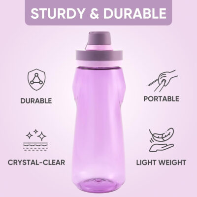 Kerilyn 32oz Clear Water Bottle, Reusable Sports Water Bottle with Handle, Spill-Proof, Leak-Proof Water Bottle for Gym, Hiking, Travel, Black