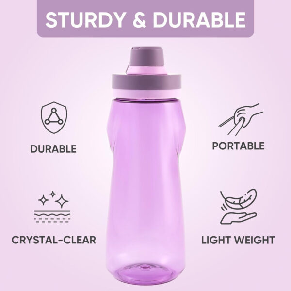 Kerilyn 32oz Clear Water Bottle, Reusable Sports Water Bottle with Handle, Spill-Proof, Leak-Proof Water Bottle for Gym, Hiking, Travel, Black