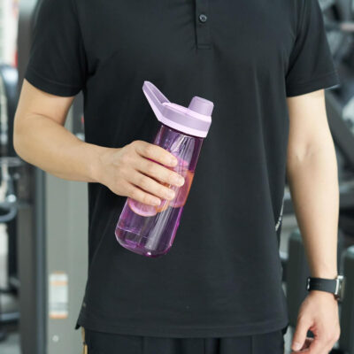 Kerilyn 32oz Clear Water Bottle, Reusable Sports Water Bottle with Handle, Spill-Proof, Leak-Proof Water Bottle for Gym, Hiking, Travel, Black