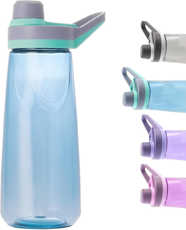 Kerilyn 32oz Clear Water Bottle, Reusable Sports Water Bottle with Handle, Spill-Proof, Leak-Proof Water Bottle for Gym, Hiking, Travel, Black