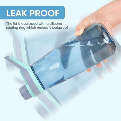 Kerilyn 32oz Clear Water Bottle, Reusable Sports Water Bottle with Handle, Spill-Proof, Leak-Proof Water Bottle for Gym, Hiking, Travel, Black
