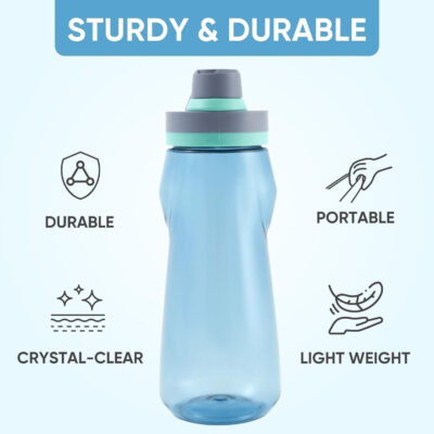 Kerilyn 32oz Clear Water Bottle, Reusable Sports Water Bottle with Handle, Spill-Proof, Leak-Proof Water Bottle for Gym, Hiking, Travel, Black