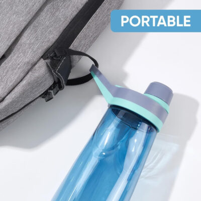 Kerilyn 32oz Clear Water Bottle, Reusable Sports Water Bottle with Handle, Spill-Proof, Leak-Proof Water Bottle for Gym, Hiking, Travel, Black
