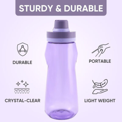 Kerilyn 32oz Clear Water Bottle, Reusable Sports Water Bottle with Handle, Spill-Proof, Leak-Proof Water Bottle for Gym, Hiking, Travel, Black