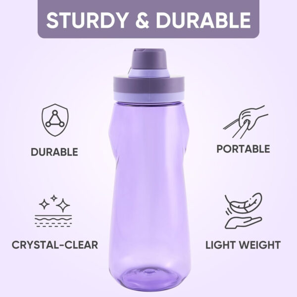Kerilyn 32oz Clear Water Bottle, Reusable Sports Water Bottle with Handle, Spill-Proof, Leak-Proof Water Bottle for Gym, Hiking, Travel, Black