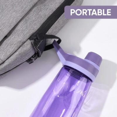 Kerilyn 32oz Clear Water Bottle, Reusable Sports Water Bottle with Handle, Spill-Proof, Leak-Proof Water Bottle for Gym, Hiking, Travel, Black