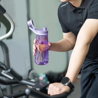 Kerilyn 32oz Clear Water Bottle, Reusable Sports Water Bottle with Handle, Spill-Proof, Leak-Proof Water Bottle for Gym, Hiking, Travel, Black