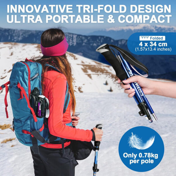 689ad3ccdfb5eb434e28087a7c937beab513c1044f82430c9bc08.jpg Covacure Trekking Poles Collapsible Hiking Poles - Aluminum Alloy 7075 Trekking Sticks with Quick Lock System, Telescopic, Collapsible, Ultralight for Hiking, Camping