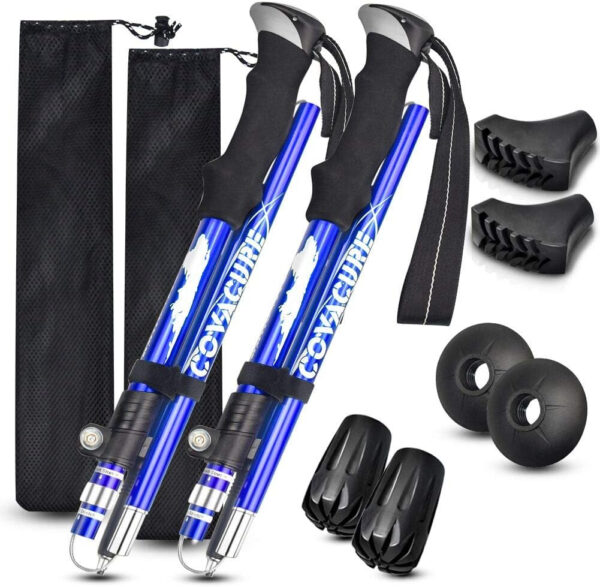 689ad3e29a7a94eec86aa3dc08e426c9dc4363a2b46f0e0adcfa8.jpg Covacure Trekking Poles Collapsible Hiking Poles - Aluminum Alloy 7075 Trekking Sticks with Quick Lock System, Telescopic, Collapsible, Ultralight for Hiking, Camping
