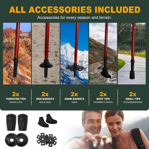 Collapsible Trekking Poles for Hiking - Lightweight Aluminum Walking Sticks with Adjustable Locks, Extendable to 51 Inches (Set of 2)