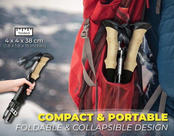 Trekology Trek-Z Collapsible Hiking & Trekking Poles - Balance Support for Seniors, Women, and Men, 2pc Per Set