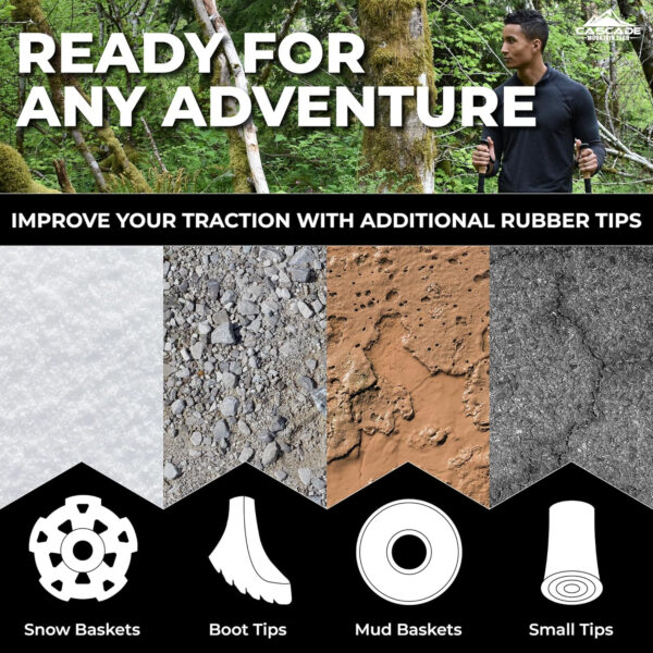 689ad4abd2e8033053faced44937820dcd98347e17c67654a7300.jpg Cascade Mountain Tech Lightweight Aircraft-Grade Aluminum Trekking Poles with Extended Down Grip Plus Tip Kit