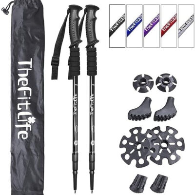 689ad4fe32a4c5a7dd49ea14230b032c89358209dd6f11b3e7f29.jpg TheFitLife Nordic Walking Trekking Poles - 2 Sticks with Anti-Shock and Quick Lock System, Telescopic, Collapsible, Ultralight for Hiking, Camping, Mountaining, Backpacking, Walking, Trekking