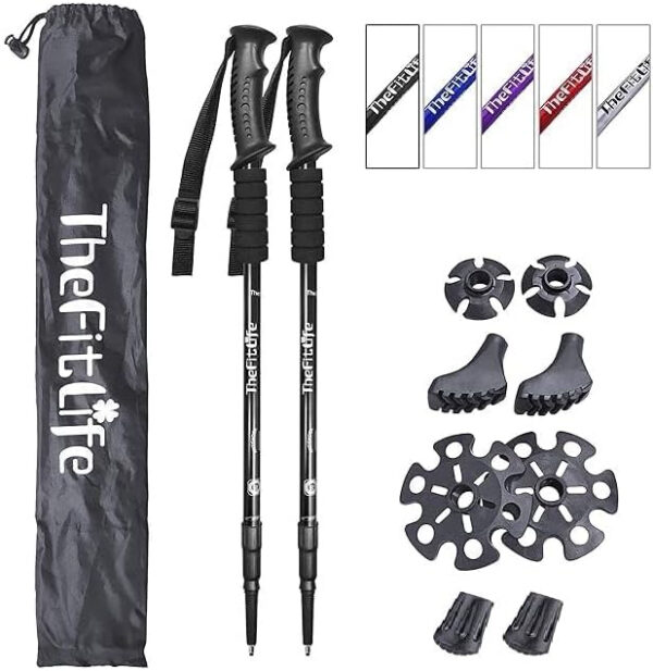 689ad4fe32a4c5a7dd49ea14230b032c89358209dd6f11b3e7f29.jpg TheFitLife Nordic Walking Trekking Poles - 2 Sticks with Anti-Shock and Quick Lock System, Telescopic, Collapsible, Ultralight for Hiking, Camping, Mountaining, Backpacking, Walking, Trekking