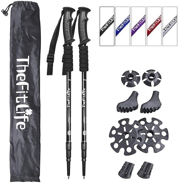 689ad4fe32a4c5a7dd49ea14230b032c89358209dd6f11b3e7f29.jpg TheFitLife Nordic Walking Trekking Poles - 2 Sticks with Anti-Shock and Quick Lock System, Telescopic, Collapsible, Ultralight for Hiking, Camping, Mountaining, Backpacking, Walking, Trekking