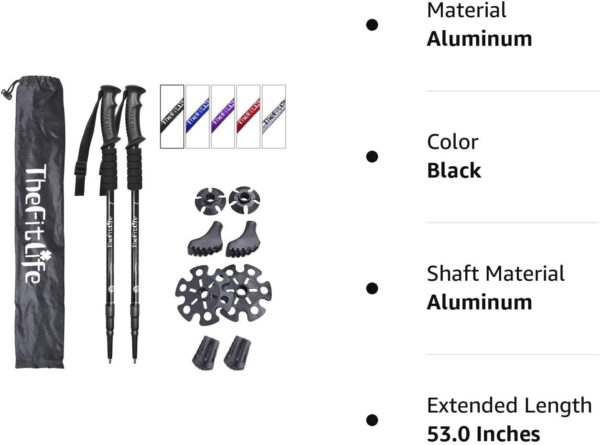689ad50792780f4d95aff0bb3a4e6fe92e328a6f6d4c41ea7dc2d.jpg TheFitLife Nordic Walking Trekking Poles - 2 Sticks with Anti-Shock and Quick Lock System, Telescopic, Collapsible, Ultralight for Hiking, Camping, Mountaining, Backpacking, Walking, Trekking