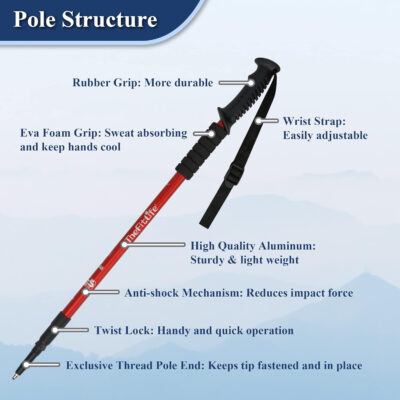 689ad50a228edd3ab870d7ea63cd5ad06f08c3f6137d0c868566e.jpg TheFitLife Nordic Walking Trekking Poles - 2 Sticks with Anti-Shock and Quick Lock System, Telescopic, Collapsible, Ultralight for Hiking, Camping, Mountaining, Backpacking, Walking, Trekking