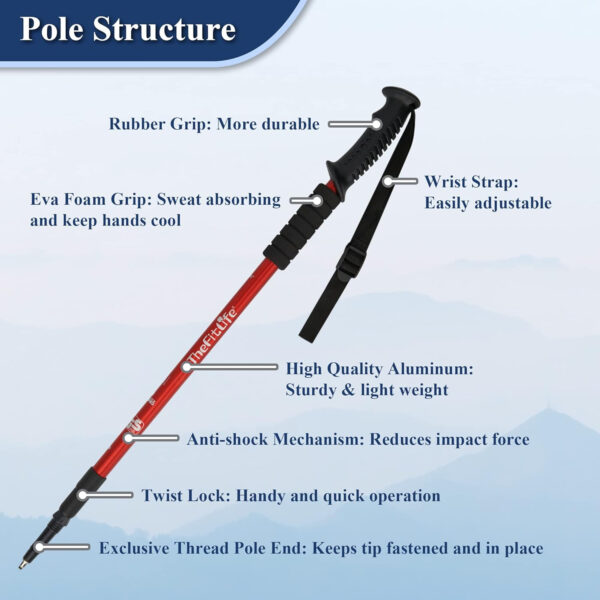 689ad50a228edd3ab870d7ea63cd5ad06f08c3f6137d0c868566e.jpg TheFitLife Nordic Walking Trekking Poles - 2 Sticks with Anti-Shock and Quick Lock System, Telescopic, Collapsible, Ultralight for Hiking, Camping, Mountaining, Backpacking, Walking, Trekking