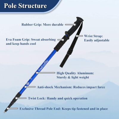 689ad519893e3fc2146b29222863cea1aeb9d8f8b8722a9aec555.jpg TheFitLife Nordic Walking Trekking Poles - 2 Sticks with Anti-Shock and Quick Lock System, Telescopic, Collapsible, Ultralight for Hiking, Camping, Mountaining, Backpacking, Walking, Trekking