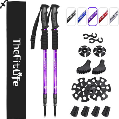 689ad51c7dcd1f3965998601427da22097535fe423edb79aab3bd.jpg TheFitLife Nordic Walking Trekking Poles - 2 Sticks with Anti-Shock and Quick Lock System, Telescopic, Collapsible, Ultralight for Hiking, Camping, Mountaining, Backpacking, Walking, Trekking