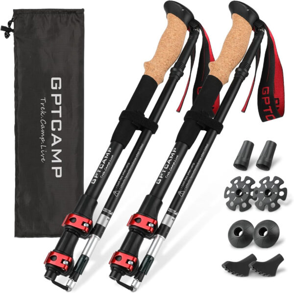 689ad5abd4bf895dd42c8a135ccc468f33046aaf30a592b98d56d.jpg GPTCAMP Walking Sticks,Trekking Poles Collapsible Hiking Poles,Lightweight Folding Travel Walking Pole for Men Women,2pc Adjustable Hiking Stick with EVA Foam Grips for Backpacking