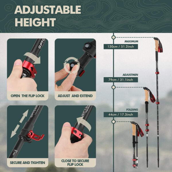 689ad5aedef178f271160b7250f809ea13296b72dbf14d1be7efd.jpg GPTCAMP Walking Sticks,Trekking Poles Collapsible Hiking Poles,Lightweight Folding Travel Walking Pole for Men Women,2pc Adjustable Hiking Stick with EVA Foam Grips for Backpacking
