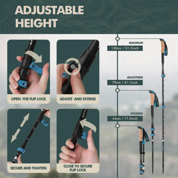 689ad5b9c7f7ff65898073f2ad605d42d3cfd54b010b2fff812f8.jpg GPTCAMP Walking Sticks,Trekking Poles Collapsible Hiking Poles,Lightweight Folding Travel Walking Pole for Men Women,2pc Adjustable Hiking Stick with EVA Foam Grips for Backpacking