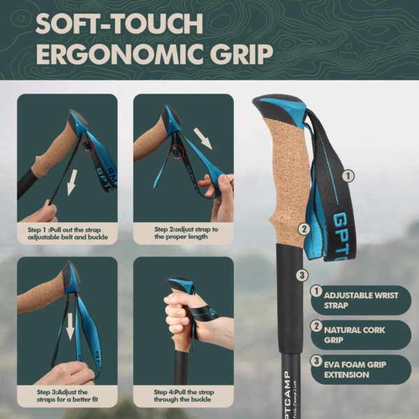 689ad5bcd5f0beb90b55331deb1c9faa50eea8d52d9944eee8e61.jpg GPTCAMP Walking Sticks,Trekking Poles Collapsible Hiking Poles,Lightweight Folding Travel Walking Pole for Men Women,2pc Adjustable Hiking Stick with EVA Foam Grips for Backpacking
