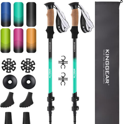 689ad61129edb06c88b23dc38b898e92677caed0847200b68b528.jpg KINGGEAR Nordic Walking Stick, TP1 Hiking Poles Retractable Lightweight 7075 Aluminum, Trekking Poles with Flip Lock, Natural Cork and EVA Grip, 2pc Hiking Gear
