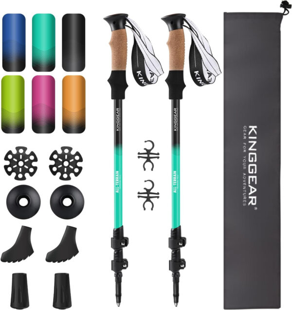 689ad61129edb06c88b23dc38b898e92677caed0847200b68b528.jpg KINGGEAR Nordic Walking Stick, TP1 Hiking Poles Retractable Lightweight 7075 Aluminum, Trekking Poles with Flip Lock, Natural Cork and EVA Grip, 2pc Hiking Gear