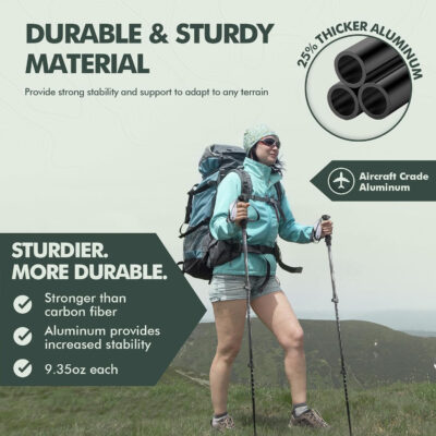 689ad6128c9932325aada94c4930489a3a96edab3fb80e47b7f08.jpg KINGGEAR Nordic Walking Stick, TP1 Hiking Poles Retractable Lightweight 7075 Aluminum, Trekking Poles with Flip Lock, Natural Cork and EVA Grip, 2pc Hiking Gear