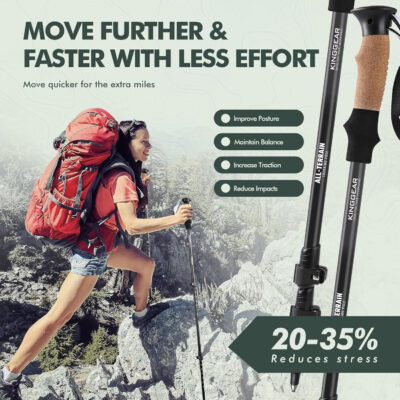 689ad61408efa0015ad589266a6f1336ef5f94b843252dc462b4b.jpg KINGGEAR Nordic Walking Stick, TP1 Hiking Poles Retractable Lightweight 7075 Aluminum, Trekking Poles with Flip Lock, Natural Cork and EVA Grip, 2pc Hiking Gear