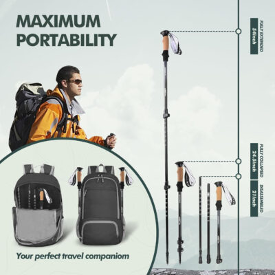 689ad61565b5f4460c2984b98799cea7d8f82947d58e323fd2b1a.jpg KINGGEAR Nordic Walking Stick, TP1 Hiking Poles Retractable Lightweight 7075 Aluminum, Trekking Poles with Flip Lock, Natural Cork and EVA Grip, 2pc Hiking Gear