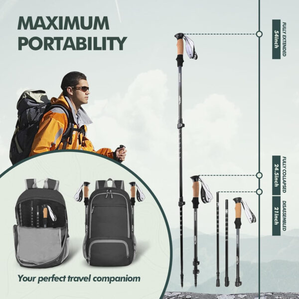 689ad61565b5f4460c2984b98799cea7d8f82947d58e323fd2b1a.jpg KINGGEAR Nordic Walking Stick, TP1 Hiking Poles Retractable Lightweight 7075 Aluminum, Trekking Poles with Flip Lock, Natural Cork and EVA Grip, 2pc Hiking Gear