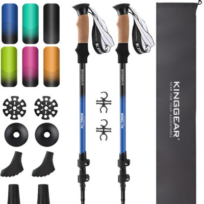 689ad61ccc25f103f90f2d94baee64475c2050026b90247c9cb11.jpg KINGGEAR Nordic Walking Stick, TP1 Hiking Poles Retractable Lightweight 7075 Aluminum, Trekking Poles with Flip Lock, Natural Cork and EVA Grip, 2pc Hiking Gear