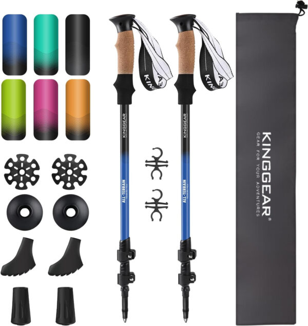 689ad61ccc25f103f90f2d94baee64475c2050026b90247c9cb11.jpg KINGGEAR Nordic Walking Stick, TP1 Hiking Poles Retractable Lightweight 7075 Aluminum, Trekking Poles with Flip Lock, Natural Cork and EVA Grip, 2pc Hiking Gear