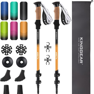 689ad61fc10b8eed7bb000517661218ef39baeeb015d9d21e0619.jpg KINGGEAR Nordic Walking Stick, TP1 Hiking Poles Retractable Lightweight 7075 Aluminum, Trekking Poles with Flip Lock, Natural Cork and EVA Grip, 2pc Hiking Gear