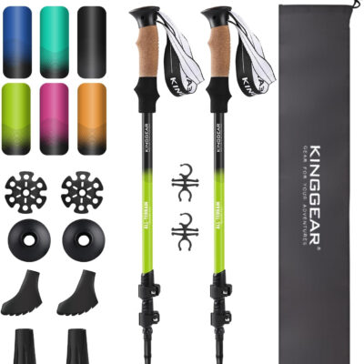 689ad621342f16589a5b903a032a1a66726eeff6657115c6bec65.jpg KINGGEAR Nordic Walking Stick, TP1 Hiking Poles Retractable Lightweight 7075 Aluminum, Trekking Poles with Flip Lock, Natural Cork and EVA Grip, 2pc Hiking Gear